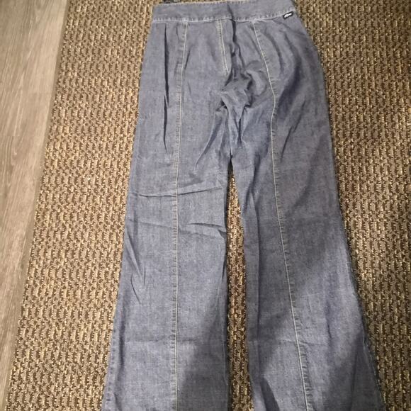 Calvin Klein Wide Leg Side Tie Denim Jeans 2 Boho 70s Look Festival Hippie EDM - Picture 4 of 12